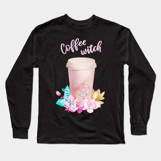 Coffee Witch Long Sleeve T-Shirt by rewordedstudios